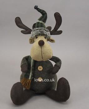 Plush - Sitting Moose with Hat, Scarf and Jumper