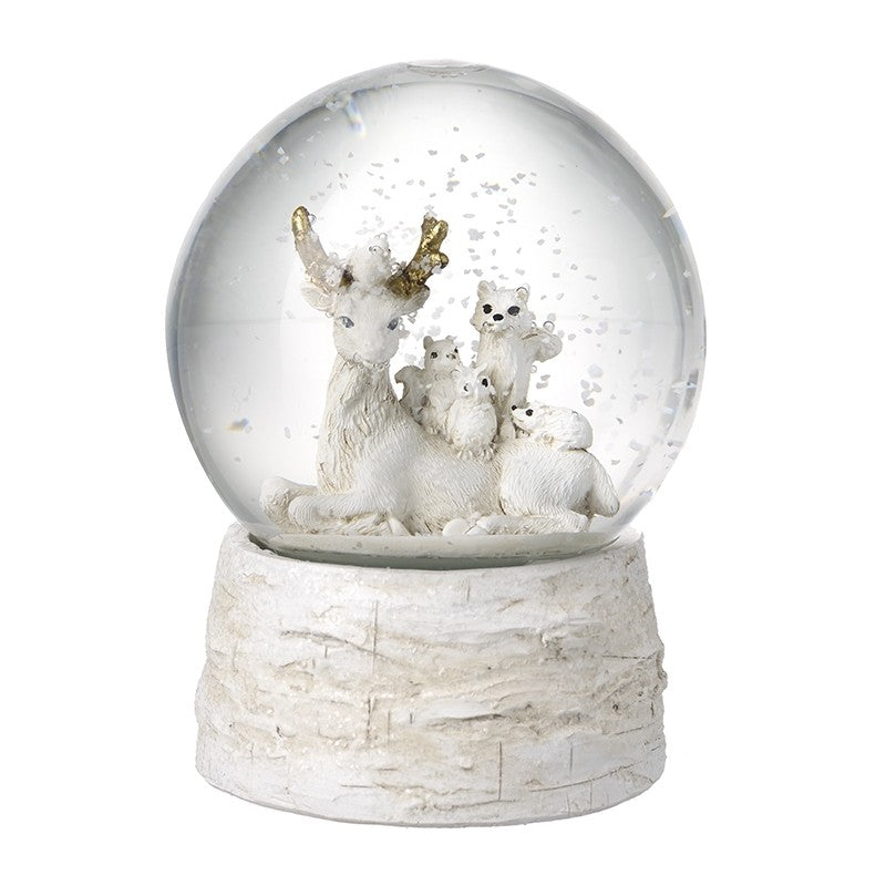 Snow Globe - White Reindeer and Friends