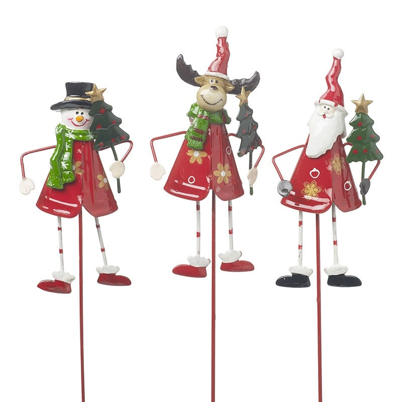 Metal Santa/Snowman or Deer on a Stick