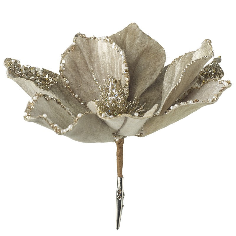 Pick - Glitter Tip Grey Petal Flower