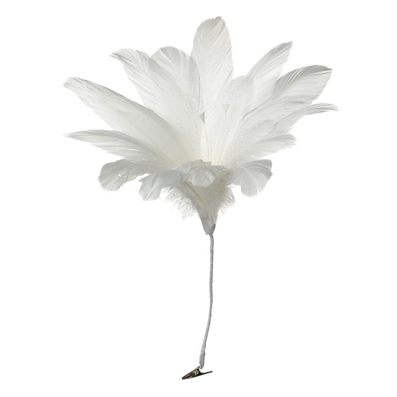 Pick - White Feather Flower Clip